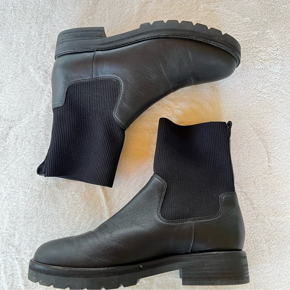 EILEEN FISHER East Leather and Recycled Stretch Knit Sock Boot SIZE 9.5 - Picture 8 of 16